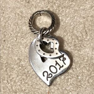 🆕 Brighton 2017 charm w two hearts Engraved: Love is Life Limited edition NWOT